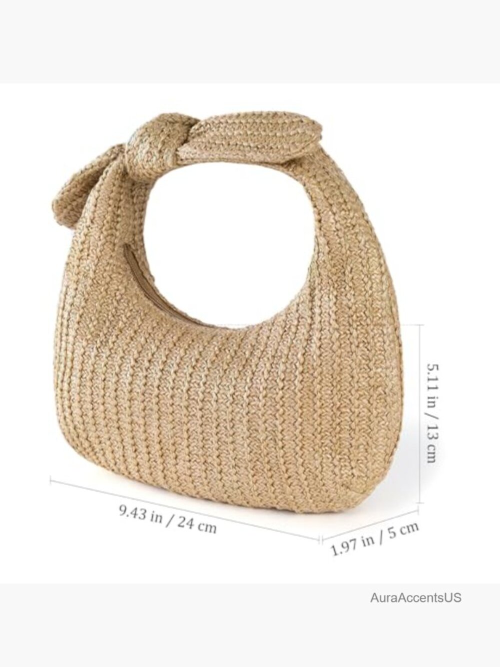 Woven Straw Inspired Tote Bag with Bow Top Handle Summer Clutch Purse Handbag - Picture 4 of 7